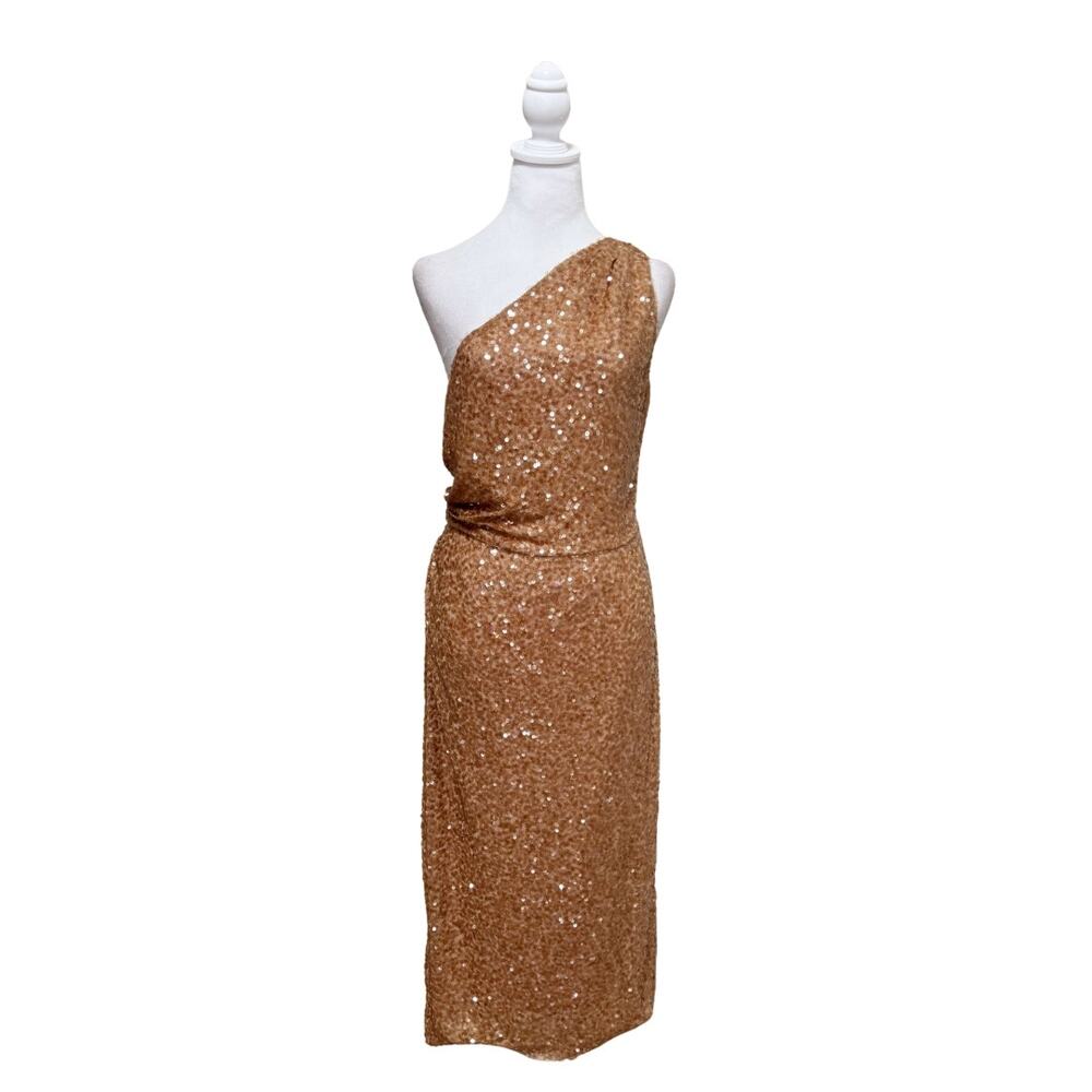 Sachin & Babi Carmen Sequin Midi Dress 12 Gold NWT - Picture 3 of 10